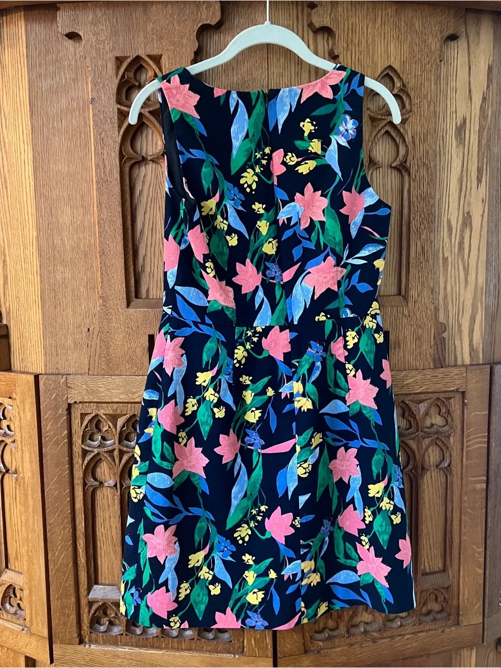J. Crew Black Floral Scoop Neck Mini Dress